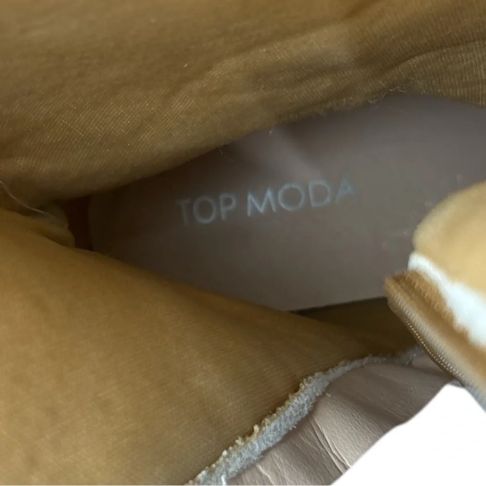 Top Moda Womens Sz 8 Cowboy Western Boots Pointy Toe Knee High Zipper Tan ELK-1 - Picture 6 of 8